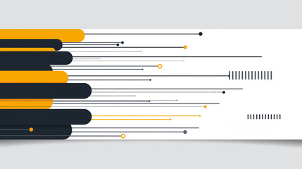 Black, yellow, white abstract banner with lines