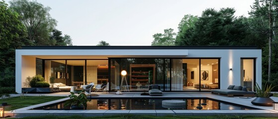 Sleek and Contemporary Villa Interior with Seamless Indoor-Outdoor Connection
