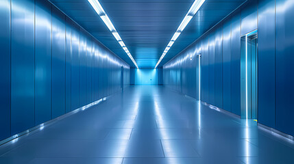 Naklejka premium A blue empty corridor