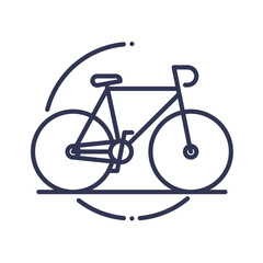 Fototapeta premium Line art of a bicycle on top of a globe, symbolizing global cycling.