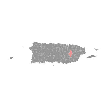 Caguas map, administrative division of Puerto Rico. Vector illustration.