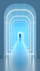 A blue empty corridor