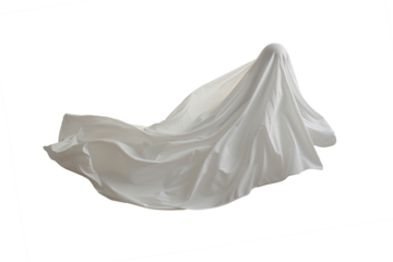 floating head inside duvet sheet, transparent background