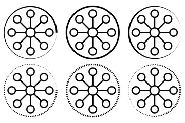 Omnichannel thin liner symbol, multichannel outline symbol for mobile and web.