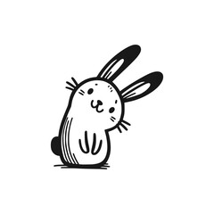 cute rabbit funny doodle hand drawn vector illustration template design