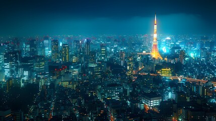 Obraz premium Tokyo cityscape at night