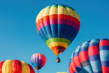 Naklejka premium Colorful Hot Air Balloons Against Blue Sky 