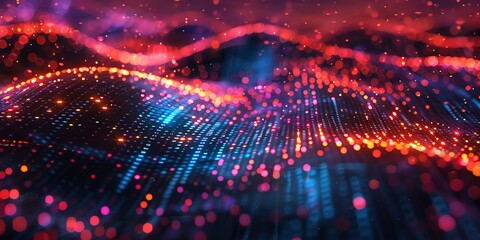Obraz premium wallpaper techonogy wave abstract of matrix light, data center network light transfer virtual