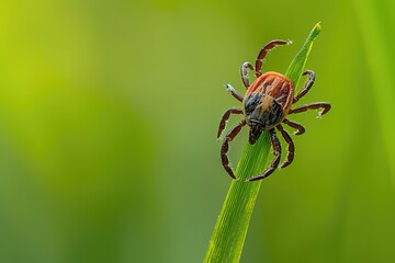 _A_close-up_of_an_adult_female_deer_tick_perched_on_a_blad
