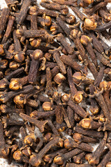 Dried clove spice, macro top view