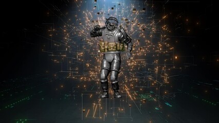 Character Robot Dancing, 3d rendering, Animation Loop High quality 4k footage.