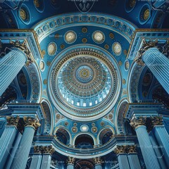 Naklejka premium Ornate Dome and Blue Columns