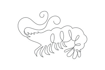Continuous line drawing of shrimp prawn lobster. One line of sea food concept. Vector illustration