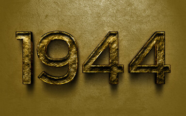 3D dark golden number design of 1944 on cracked golden background.