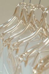 A collection of shiny clothes hanging on a rack, ideal for use in fashion or lifestyle photography