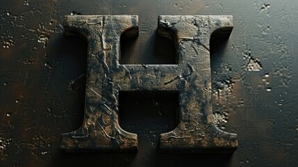 Close-up shot of a metallic letter H, suitable for various design and typography projects