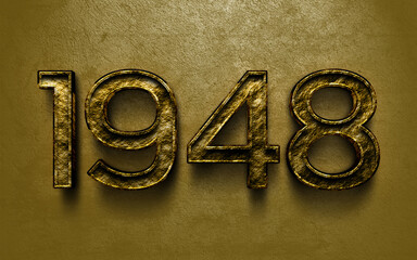 3D dark golden number design of 1948 on cracked golden background.