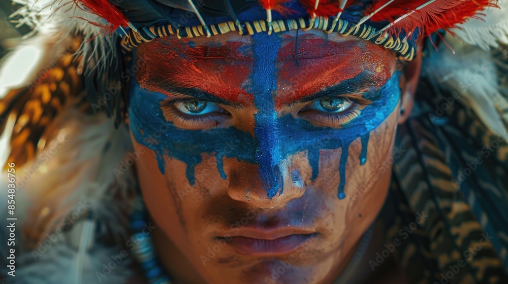 Aufkleber a detailed view of an individual's face with artistic makeup, suitable for use in creative projects 