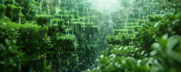 Lush Greenery in a Mystical Forest A Serene and Tranquil Nature Scene Depicting Rainfall Over Lush Green Trees in a Peaceful and Zen Garden Setting with Vibrant Greenery and Relaxing Elements