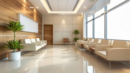 Fototapeta premium Sanitized waiting area in a modern healthcare facility
