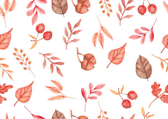 pattern of autumn leaves watercolor