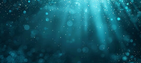 Obraz premium Cyan light burst abstract beautiful rays on dark cyan with turquoise and golden sparkles