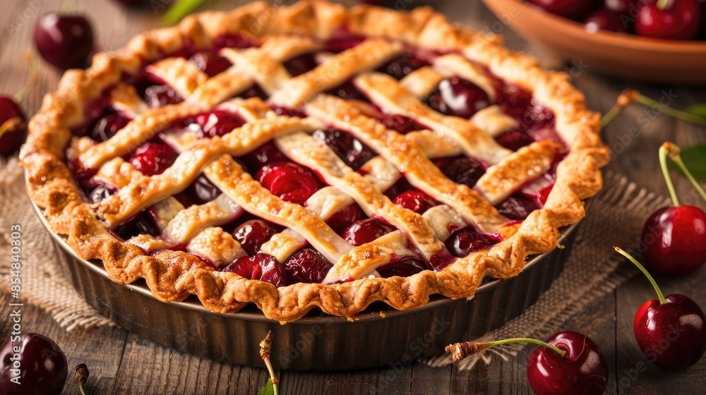 Wall mural Pie made from cherries - Wall murals