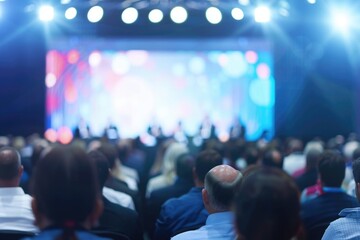 A crowd of people seated and waiting for a performance to begin