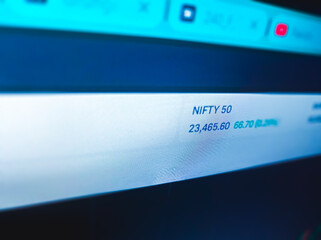 Closeup financial chart with candlestick graph in stock market on monitor background. stock exchange graph or stock market background.
