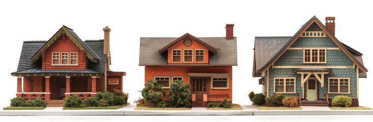 Diverse House Models Set: Art Deco, Fairytale, Craftsman - Real Estate Variety Concept