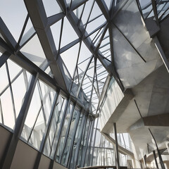 Focus on the lines and angles in architectural designs.