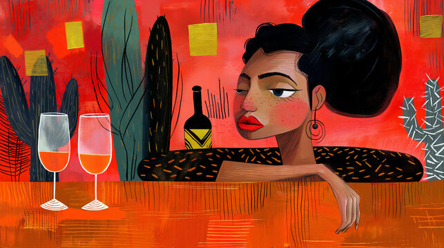 Woman struggling with alcohol addiction. Generative AI image