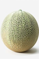 Close-up of a melon on a white surface, suitable for food or still life photography