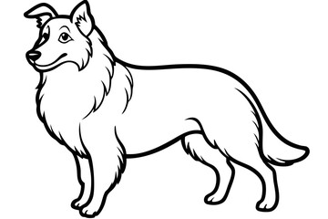 Shepherd - line art of a Standing Shepherd Dog, in black and white vector illustration.