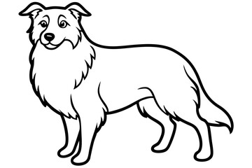 Shepherd - line art of a Standing Shepherd Dog, in black and white vector illustration.