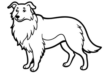 Shepherd - line art of a Standing Shepherd Dog, in black and white vector illustration.