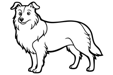 Shepherd - line art of a Standing Shepherd Dog, in black and white vector illustration.