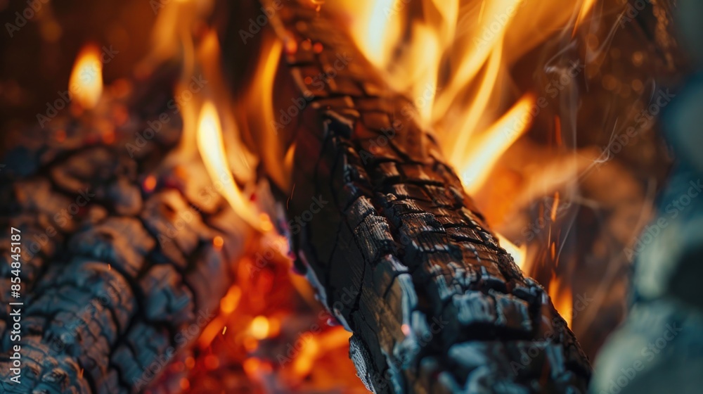 Poster Flames and sparks from a fire, suitable for use in various contexts such as energy or warmth