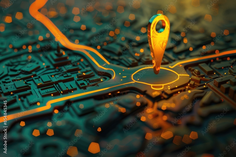 Poster close-up shot of a circuit board with a single pin
