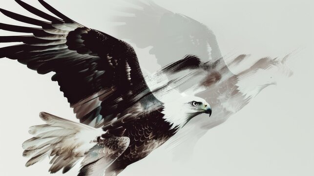 Duotone illustration of Eagle And Falcon
