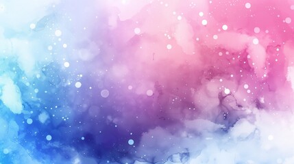 Watercolor background with beautiful bokeh and neon white and blue gradients.