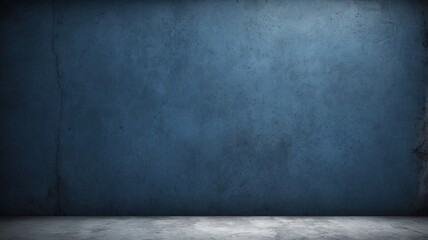 grungy backdrop, dirty blue wall with cracks and grey floor