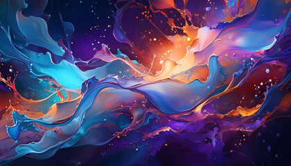 Obraz premium Abstract fantasy liquid color waves and splashes, fluid art. Creative vibrant texture backdrop