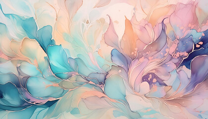 Abstract pastel colors alcohol wet painting beautiful background , color texture, fluid art