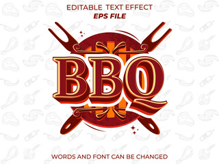 bbq text effect, font editable, typography, 3d text. vector template