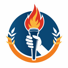  Hand-holding torch logo icon vector template illustration