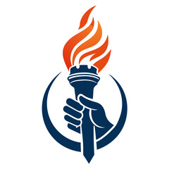  Hand-holding torch logo icon vector template illustration