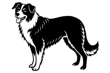  Shepherd - An silhouette of a Standing Shepherd Dog, in black and white vector illustration.