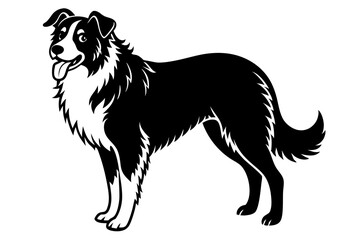  Shepherd - An silhouette of a Standing Shepherd Dog, in black and white vector illustration.