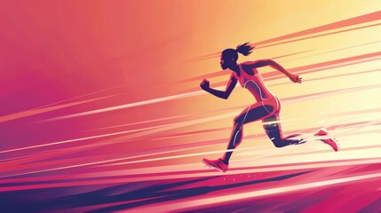 Dynamic Runner Silhouette against a Sunset